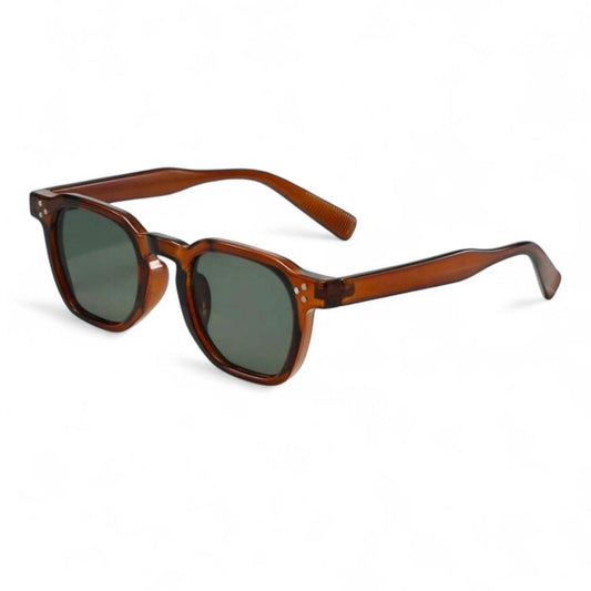 Clear Brown & Green Round Sunglasses