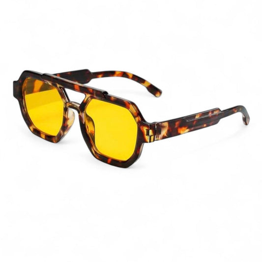 Brown Tortoise Shell & Yellow Pilot