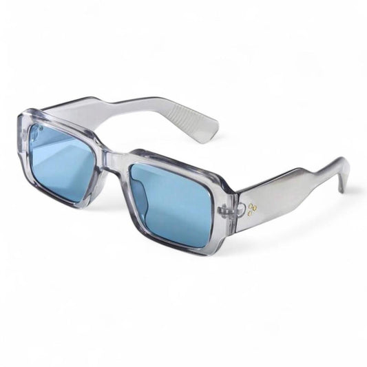 Clear Transparent & Blue Oversized Sunglasses