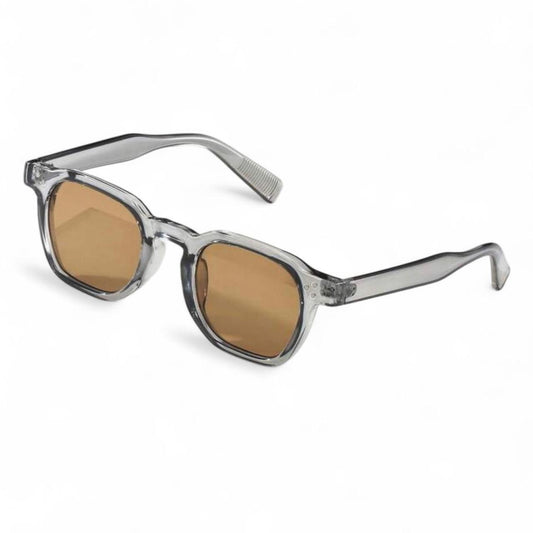 Clear & Brown Tinted Round Sunglasses