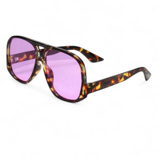 Brown Tortoise Shell & Purple Oversized Pilot Sunglasses