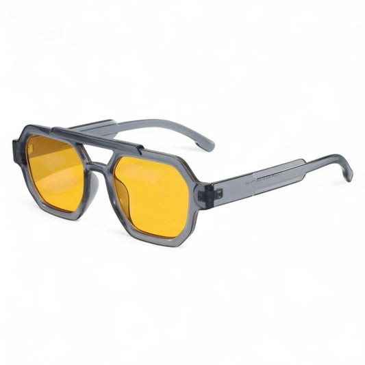 Clear Grey & Yellow Tinted Pilot Sunglasses