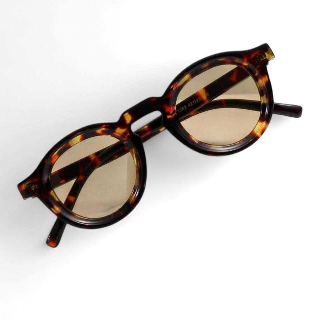 Brown Tortoise Shell Transparent Round Sunglasses