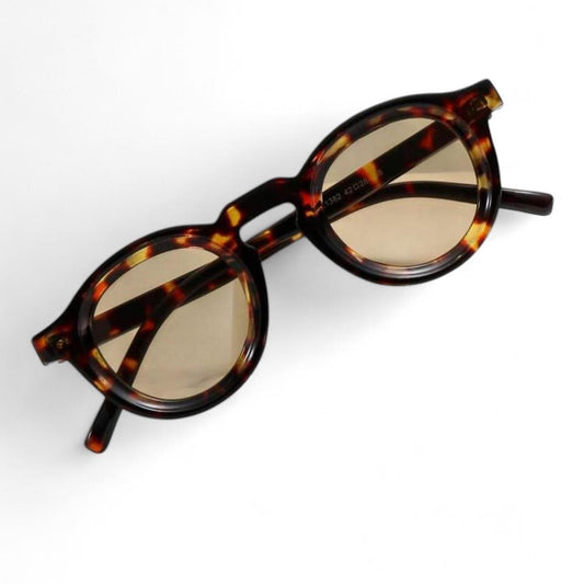 Brown Tortoise Shell Transparent Round Sunglasses