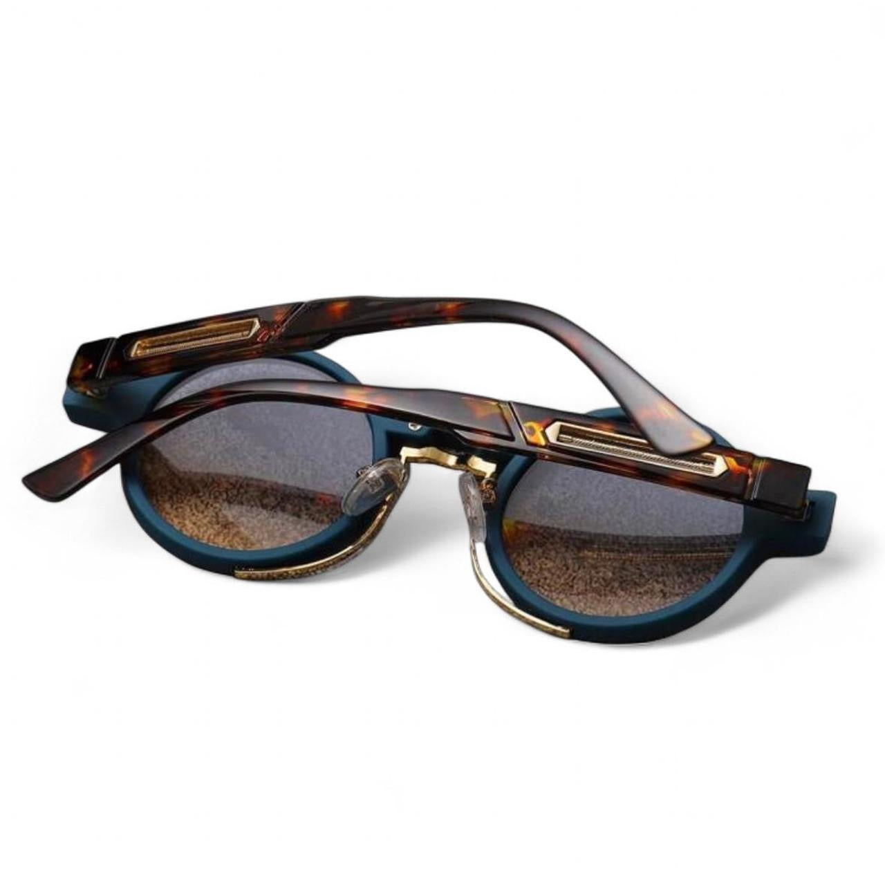 Blue & Brown Tortoise Shell Steampunk Sunglasses