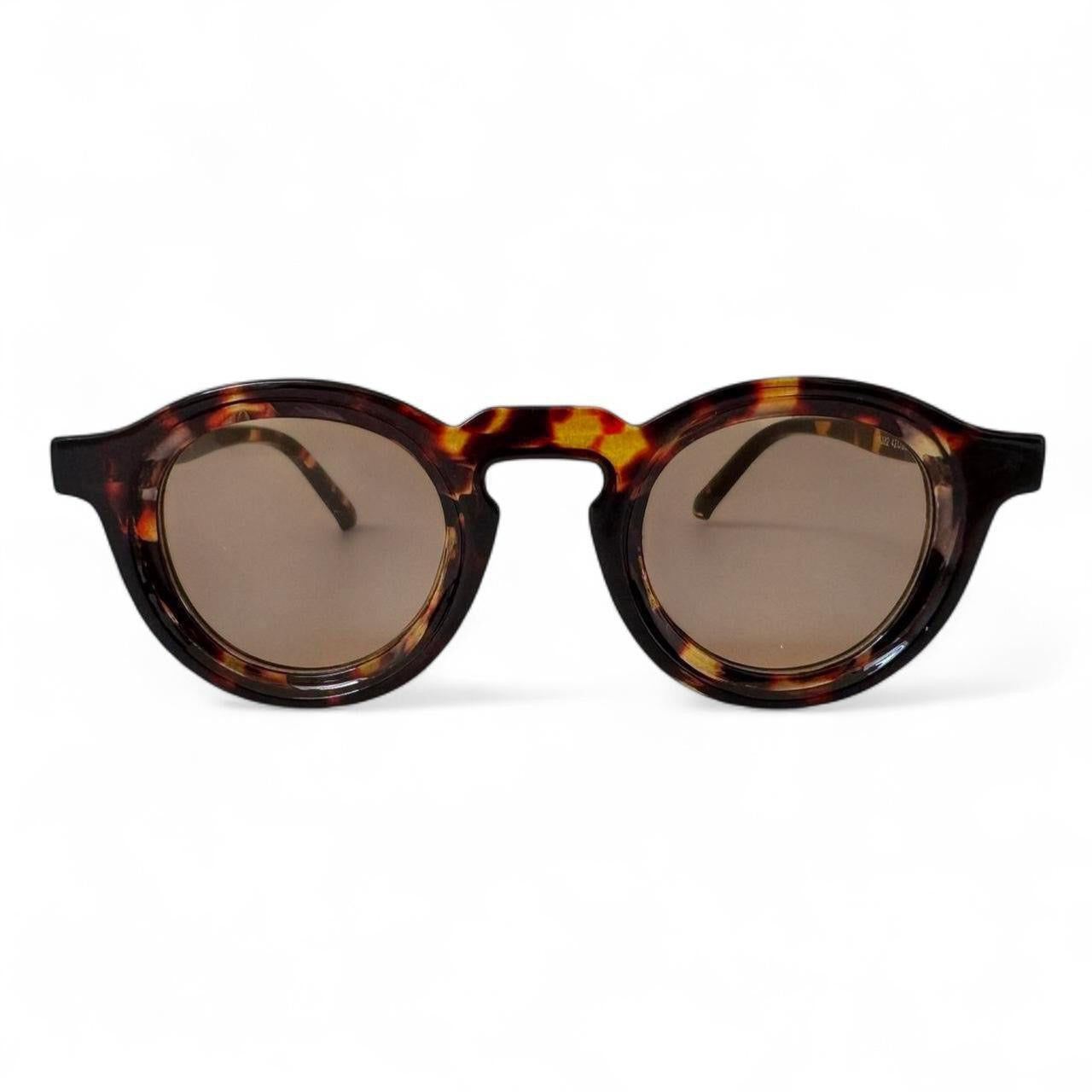 Brown Tortoise Shell Transparent Round Sunglasses