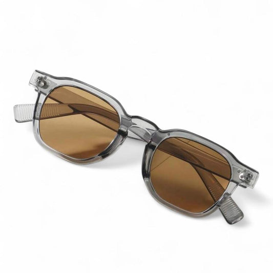 Clear & Brown Tinted Round Sunglasses