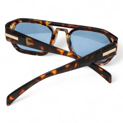 Brown Tortoise Shell & Blue Pilot Sunglasses