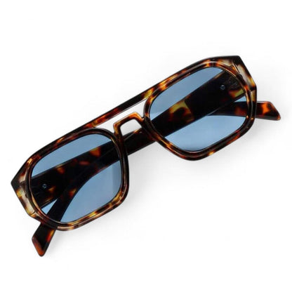 Brown Tortoise Shell & Blue Pilot Sunglasses