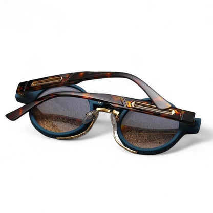 Blue & Brown Tortoise Shell Steampunk Sunglasses