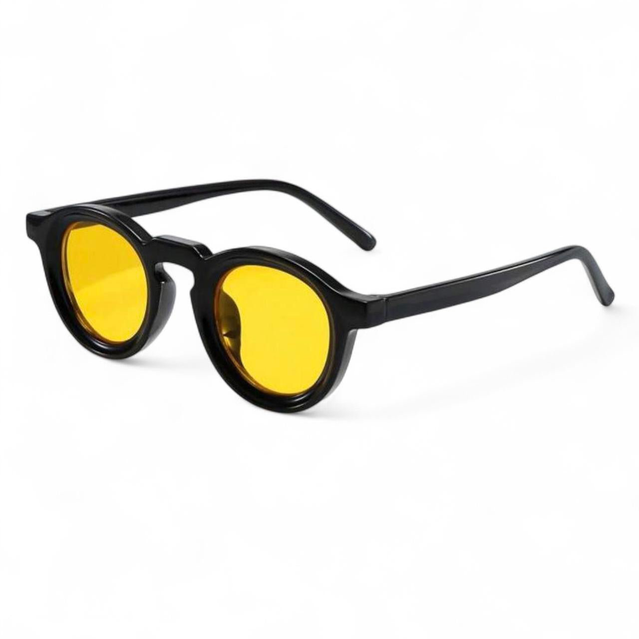 Black & Yellow Tinted Round Sunglasses