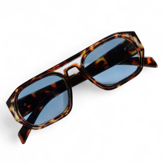 Brown Tortoise Shell & Blue Pilot Sunglasses