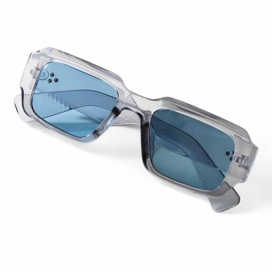 Clear Transparent & Blue Oversized Sunglasses