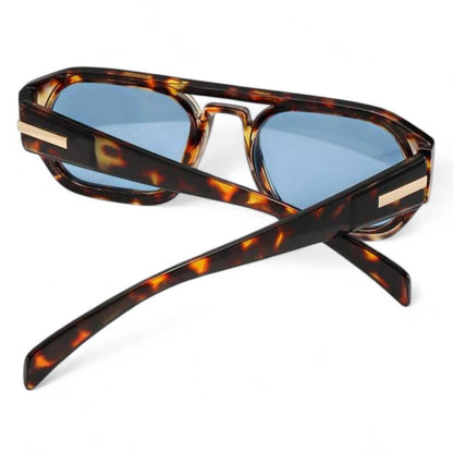 Brown Tortoise Shell & Blue Pilot Sunglasses