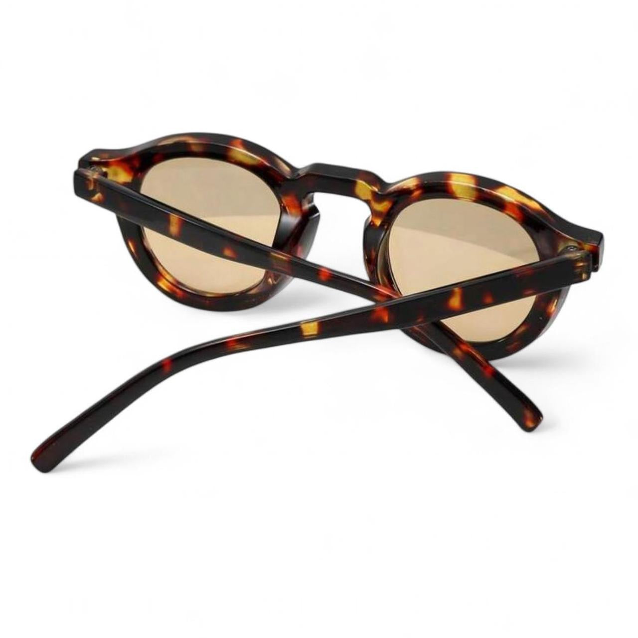 Brown Tortoise Shell Transparent Round Sunglasses