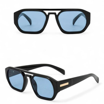 Black & Blue Tinted Pilot Sunglasses