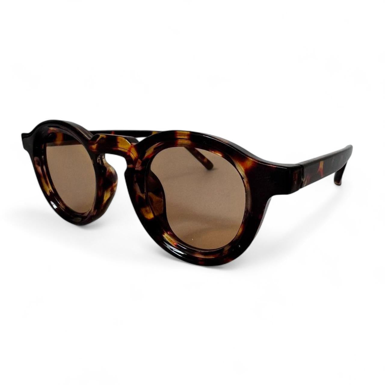 Brown Tortoise Shell Transparent Round Sunglasses