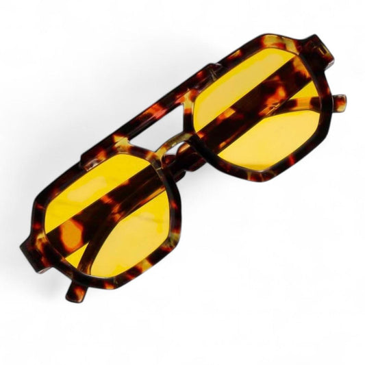 Brown Tortoise Shell & Yellow Pilot