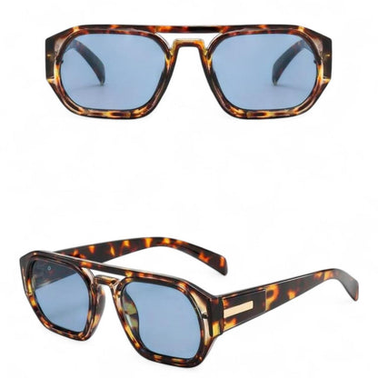 Brown Tortoise Shell & Blue Pilot Sunglasses