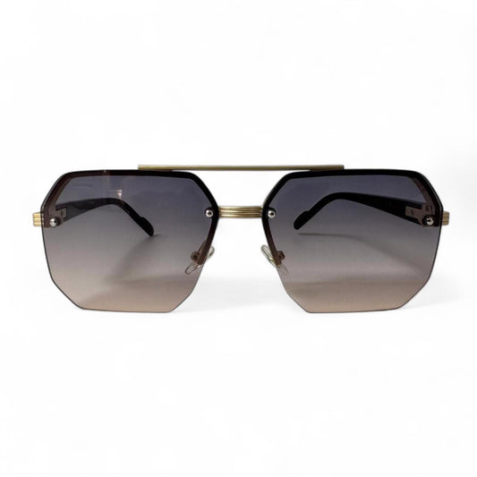 Black Gradient Ombre Rimless Pilot Sunglasses