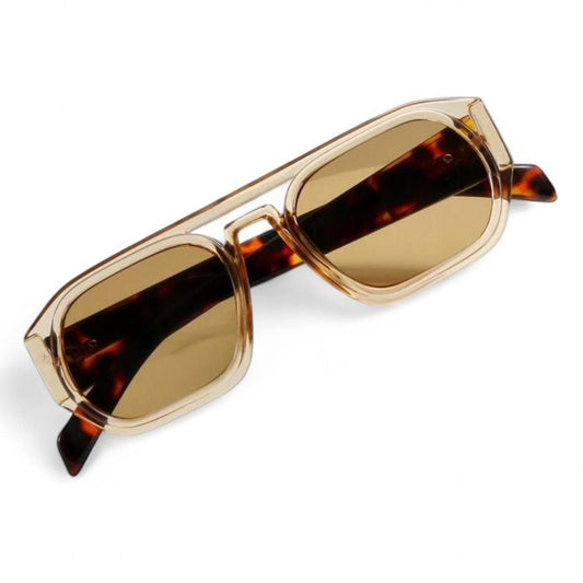 Clear Brown Tortoise Shell Pilot Sunglasses