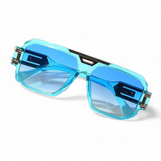 Clear Light Blue & Gold Pilot Sunglasses