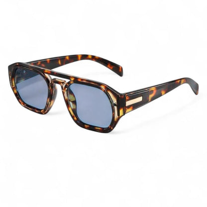 Brown Tortoise Shell & Blue Pilot Sunglasses