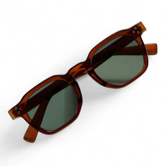 Clear Brown & Green Round Sunglasses