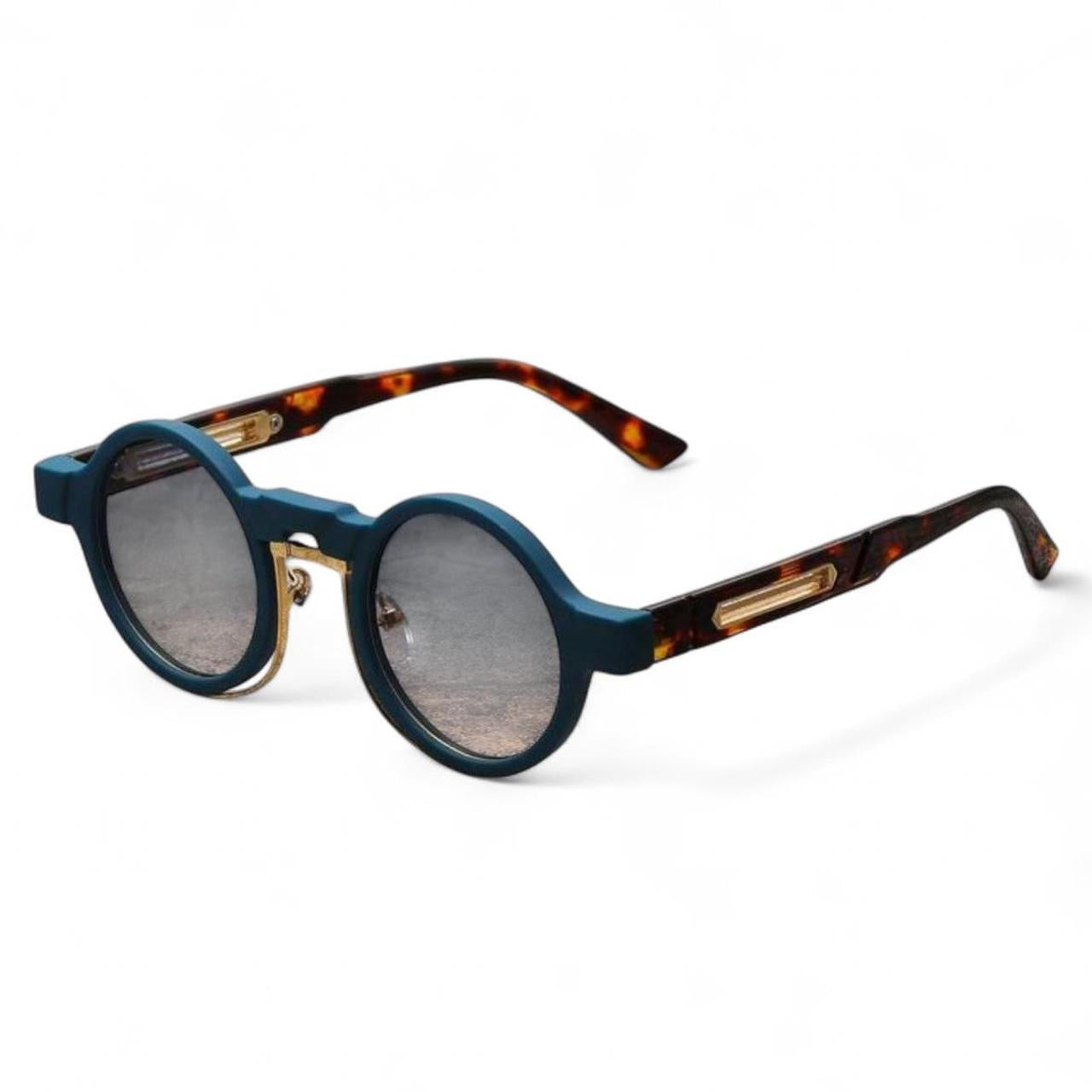 Blue & Brown Tortoise Shell Steampunk Sunglasses
